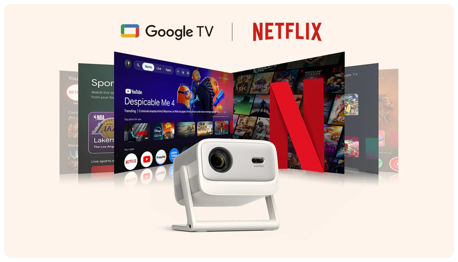 Hệ điều hành Google TV Android 14 tích hợp Netflix trên Vali 1 Pro