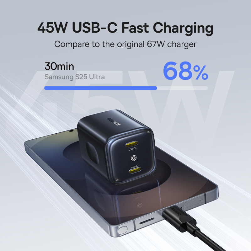 Củ sạc Baseus 45W 2 cổng USB-C tiện lợi