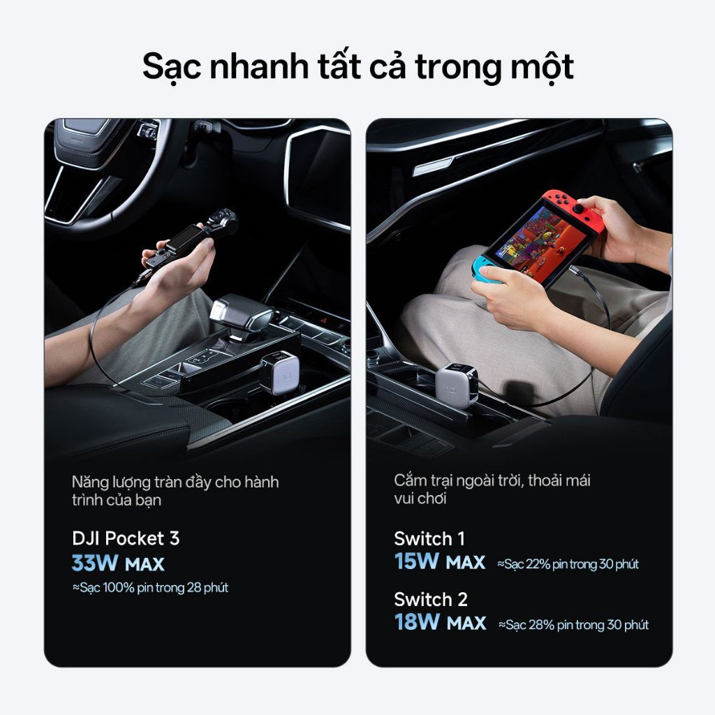 Màn hình LED hiển thị thông số điện áp và công suất sạc ô tô