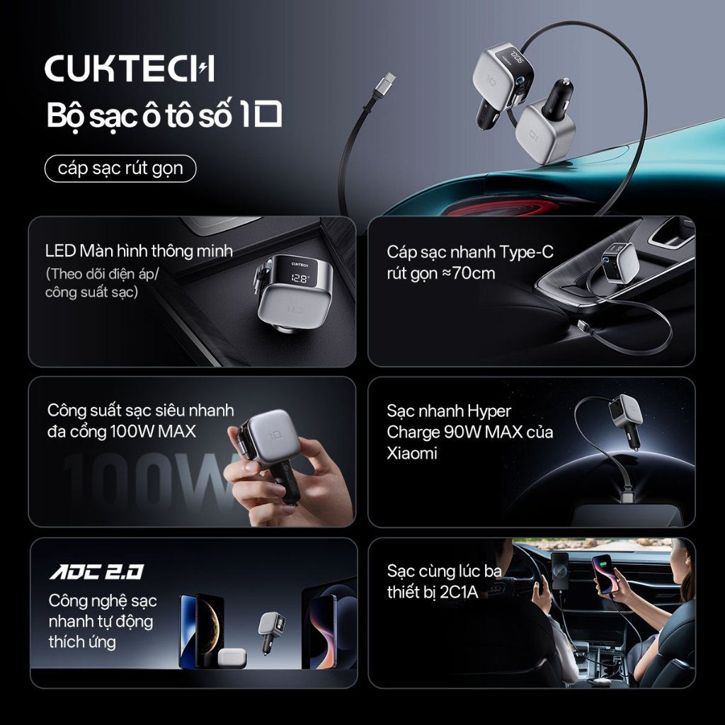 Thiết kế nhỏ gọn sang trọng của tẩu sạc Cuktech CC903P