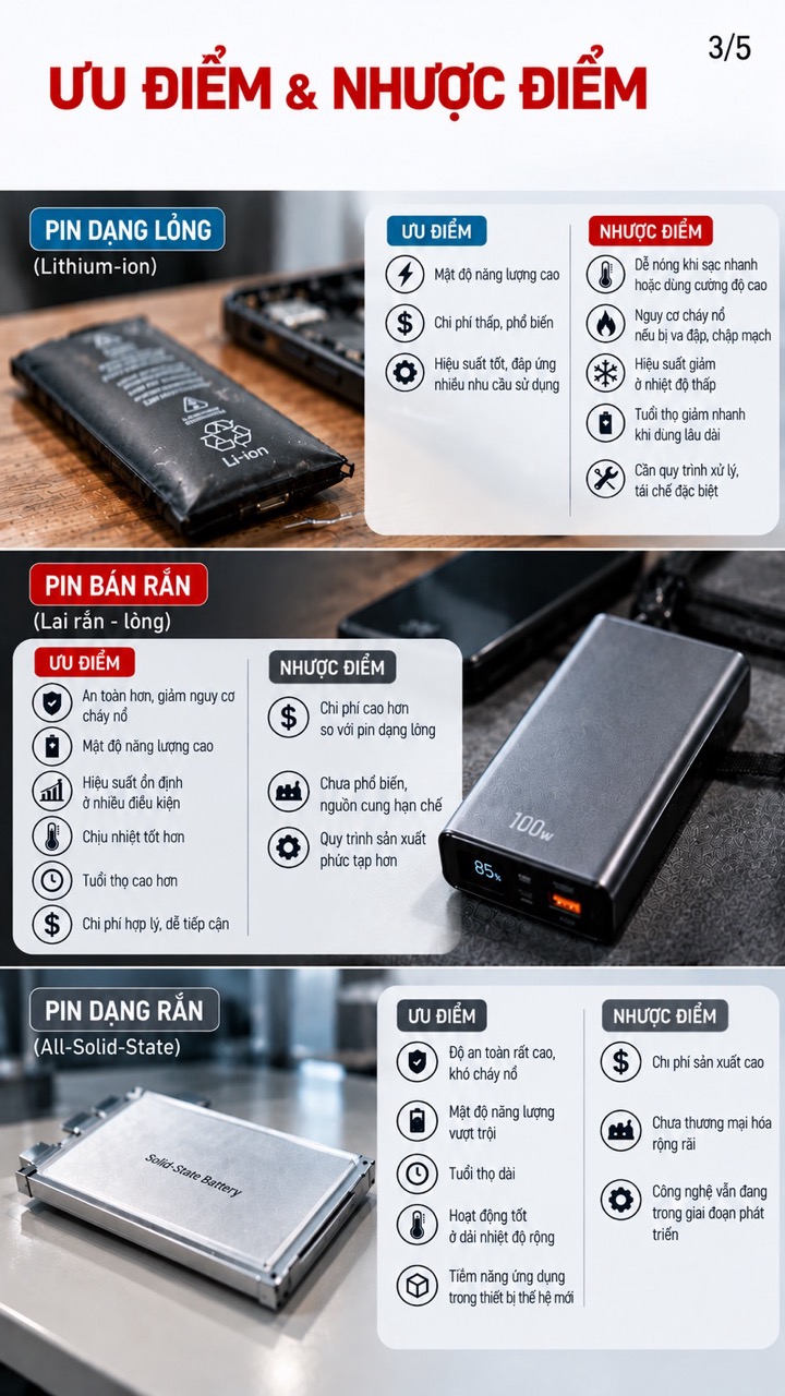Ưu nhược điểm của các loại pin