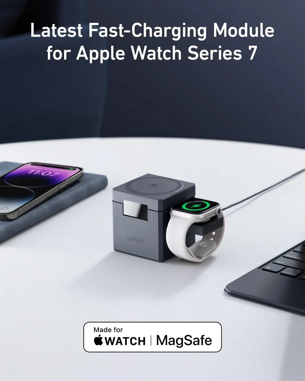 Đế sạc không dây 3-in-1 ANKER Cube MagSafe Y1811 15W - Góc nhìn chi tiết