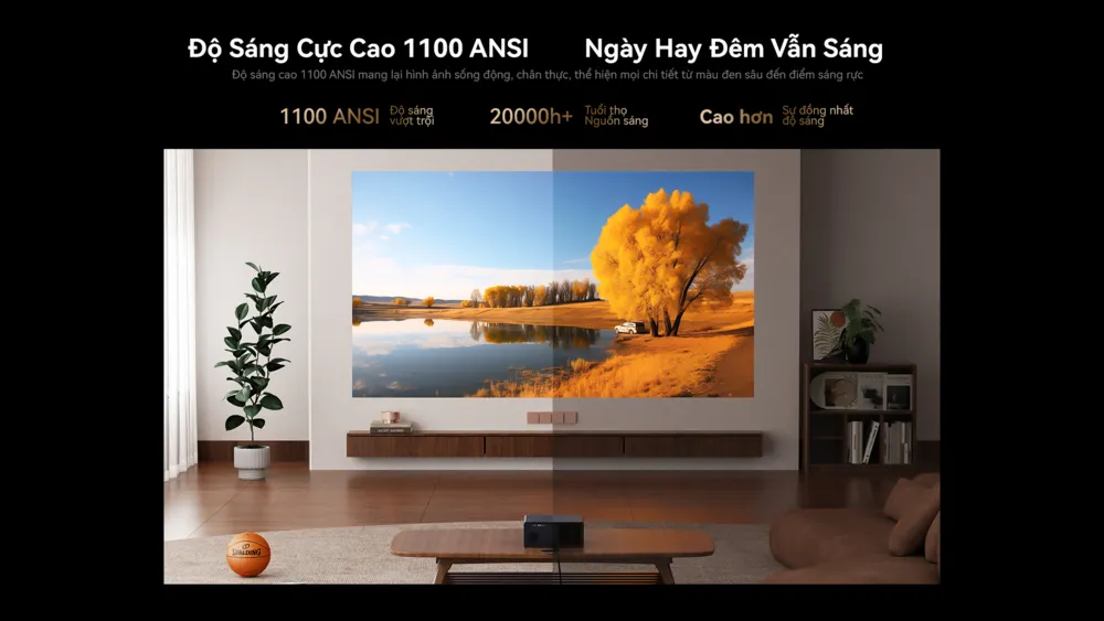 Máy chiếu Wanbo X5 Pro - Hình ảnh chiếu trong phòng tối