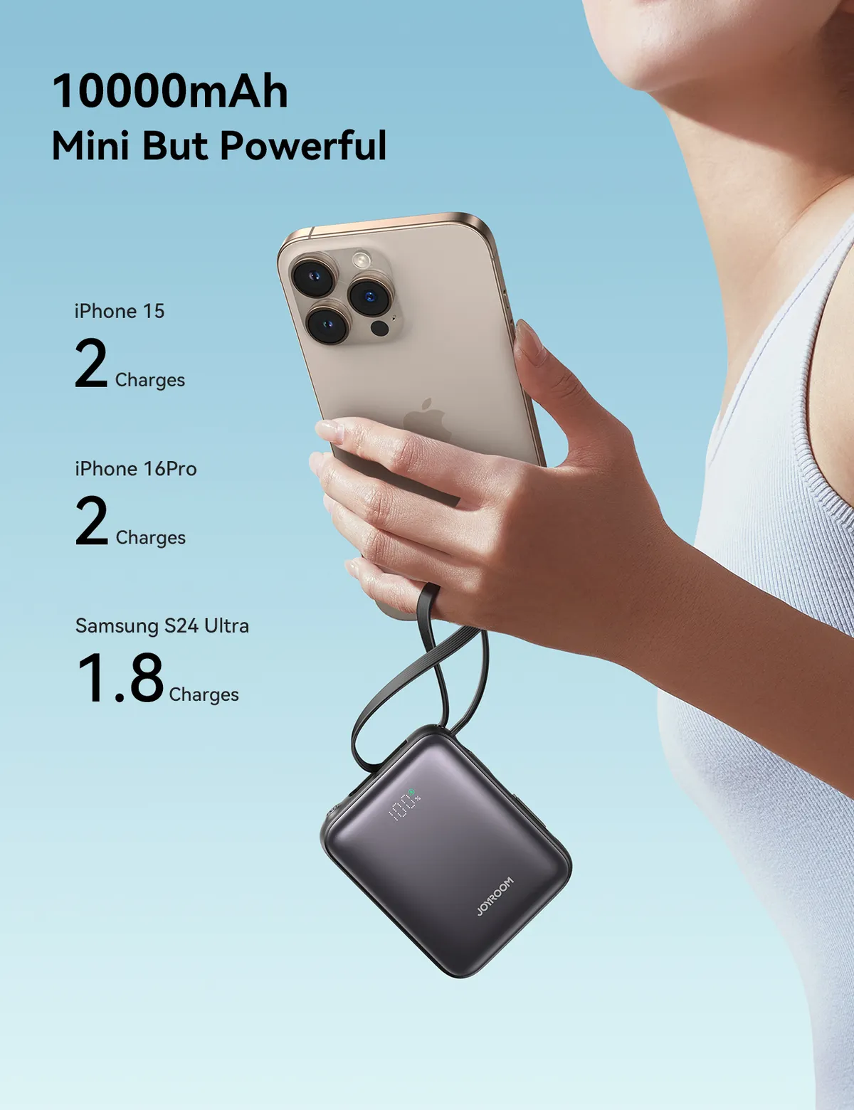 Sạc dự phòng JOYROOM 10000mAh 22.5W hỗ trợ sạc nhanh cho điện thoại