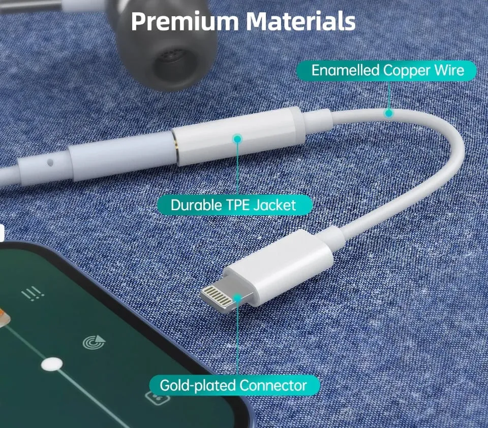 Cáp chuyển Lightning sang Audio AUX 3.5mm Choetech AUX005 cho iPhone - Chụp góc 1