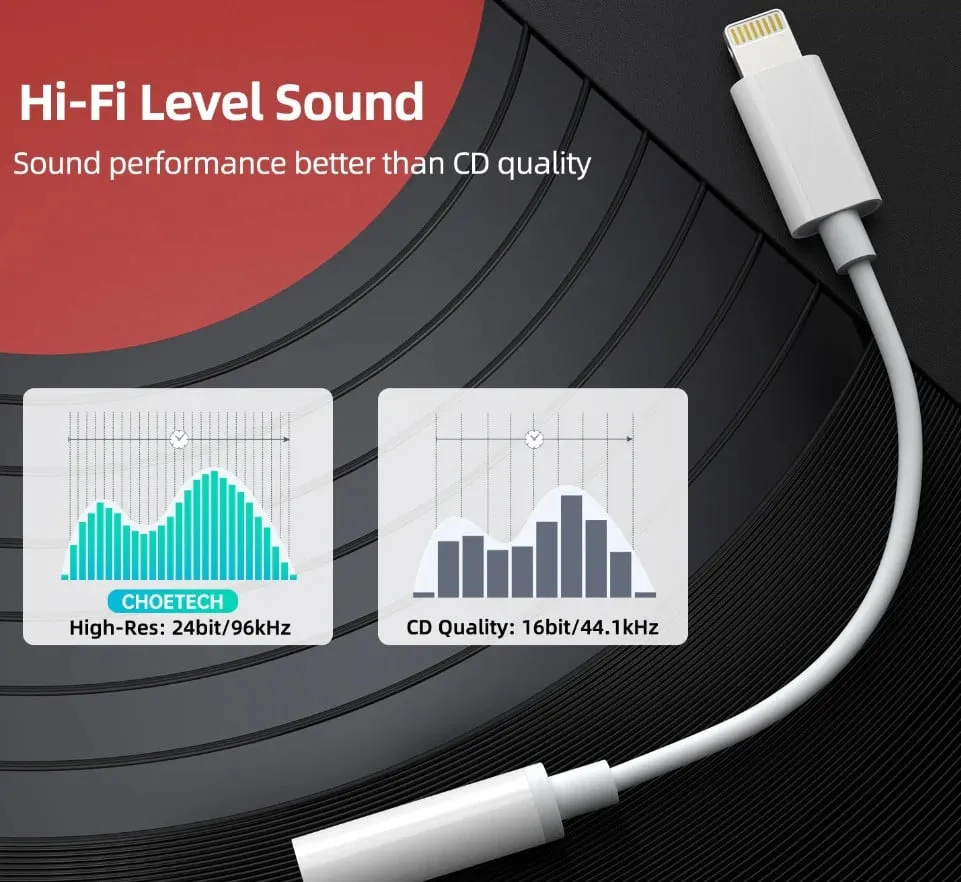 Cáp chuyển Lightning sang Audio AUX 3.5mm Choetech AUX005 cho iPhone - Chụp góc 4