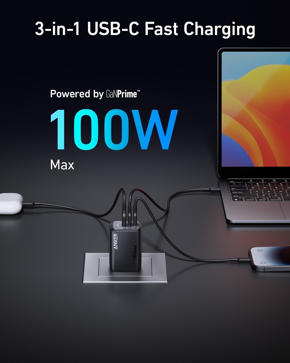 Mặt trước củ sạc nhanh ANKER 737 Prime A2343 100W công nghệ GaNPrime
