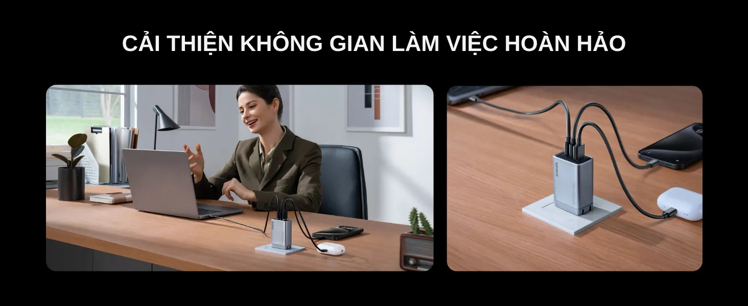 Củ sạc Anker 100W GaNPrime A2688 với 3 cổng sạc tiện lợi