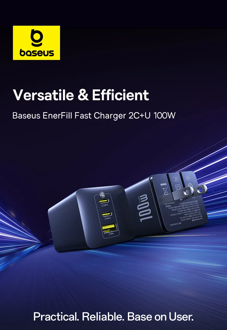 Củ sạc nhanh Baseus EnerFill 100W - Thiết kế sang trọng chuyên nghiệp