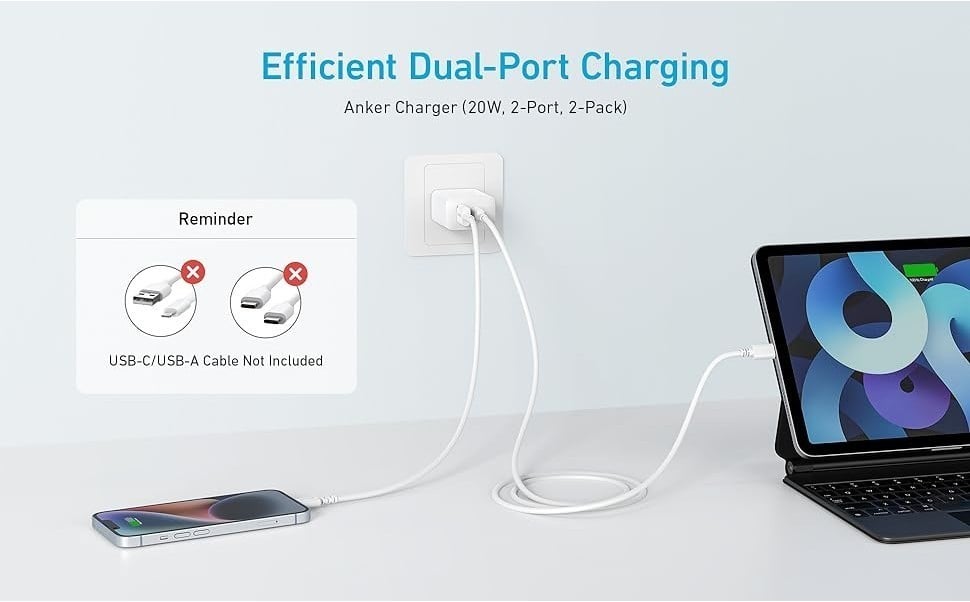 Combo củ sạc và cáp C to C Anker B2348 20W, mặt trước sản phẩm