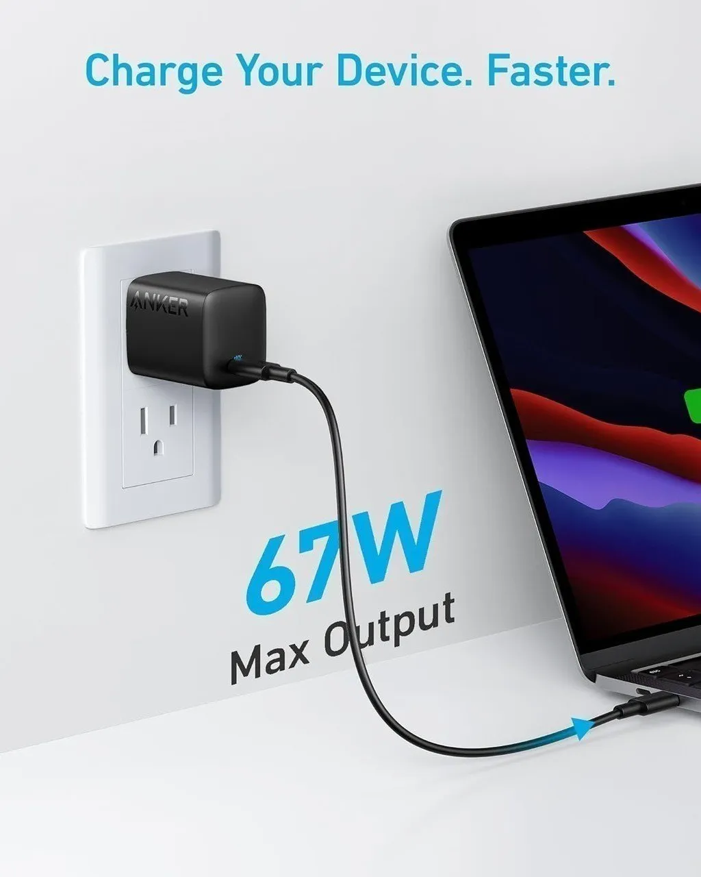 Sạc nhanh Anker 316 67W 1 cổng USB-C – Mặt trước sản phẩm