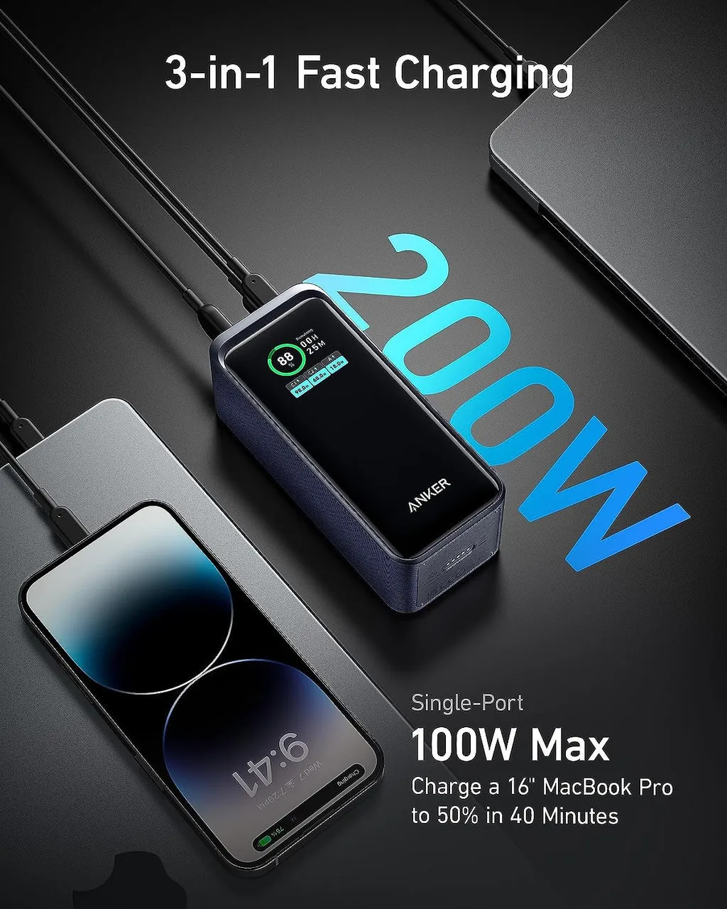 Pin Dự Phòng 200W ANKER GaN Prime A1336 20000mAh 2C1A - Chụp góc 1