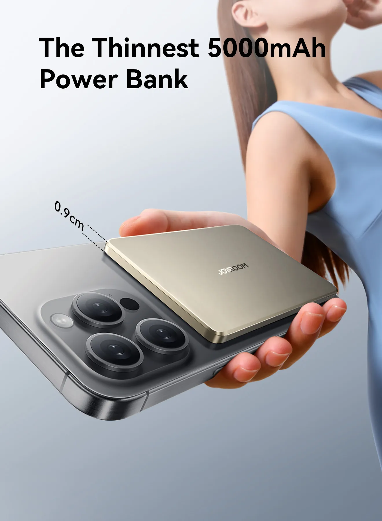 Sạc dự phòng mỏng 20W Joyroom PBM08 Ultra Thin Metal Magnetic Wireless Charging - Mặt trước