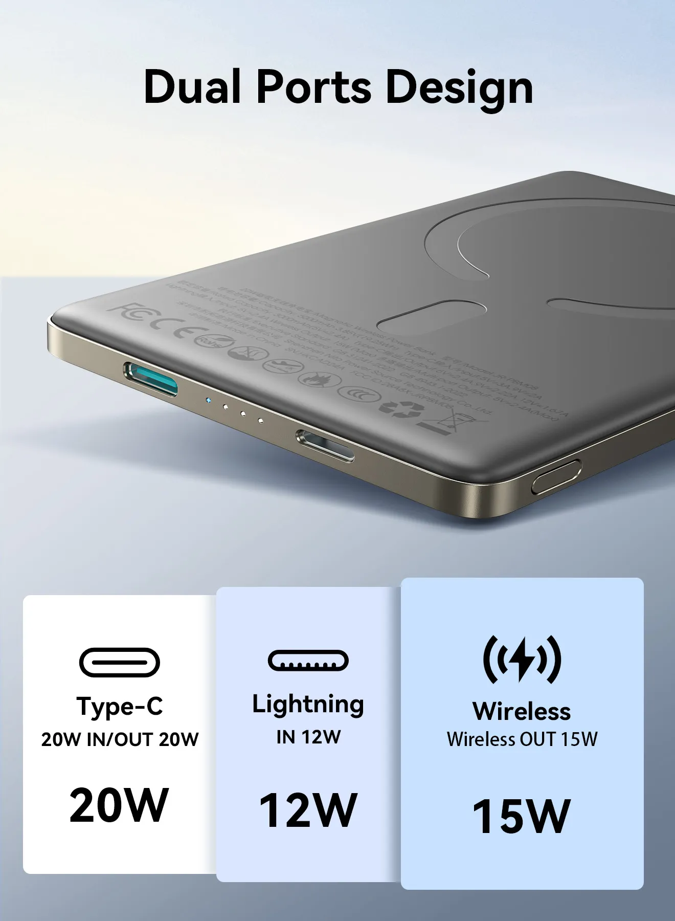 Sạc dự phòng từ tính Joyroom PBM08 5000mAh - Cổng sạc Type-C