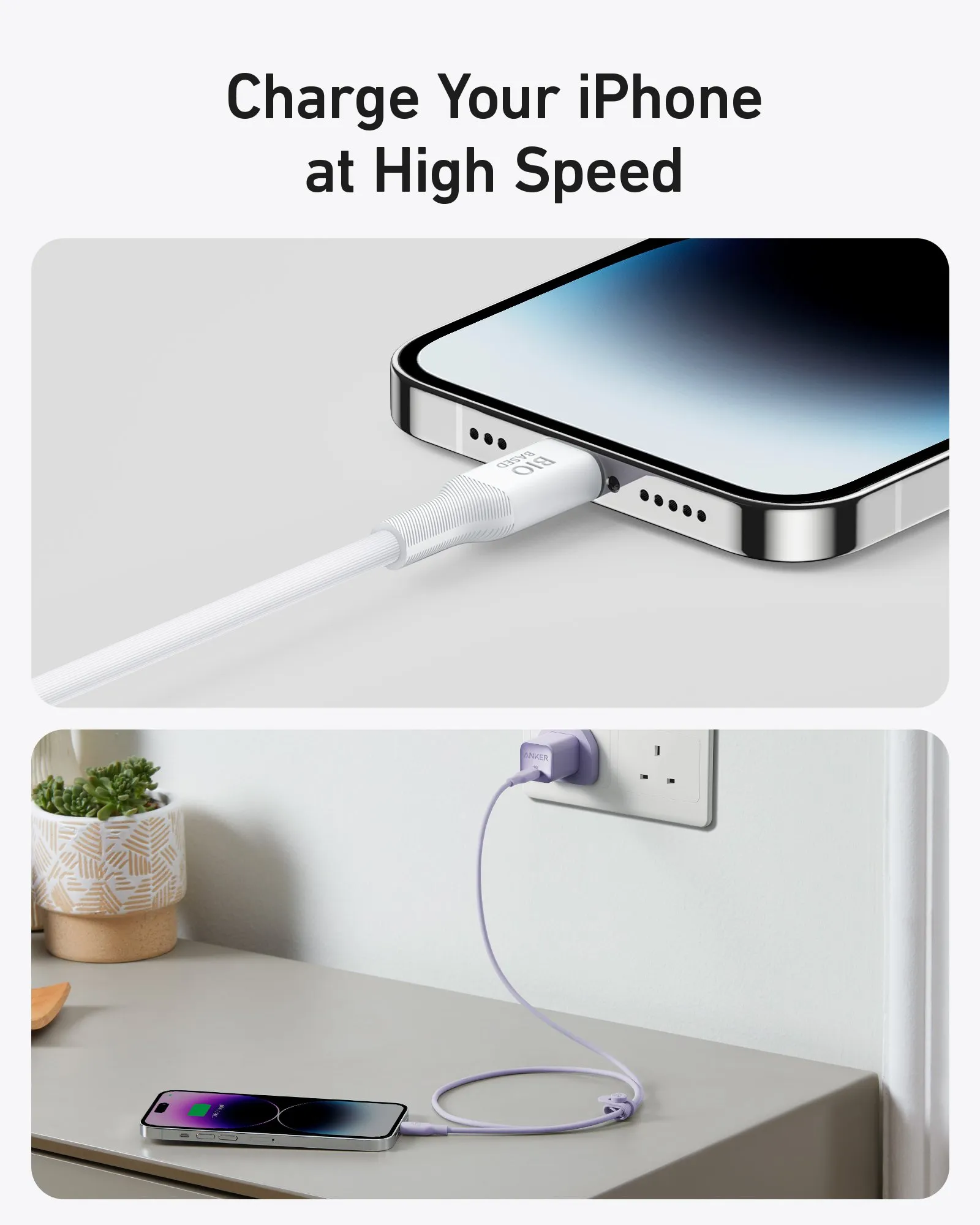 Cáp sạc C to Lightning Anker 542 A80B1 màu sắc và thiết kế chống rối