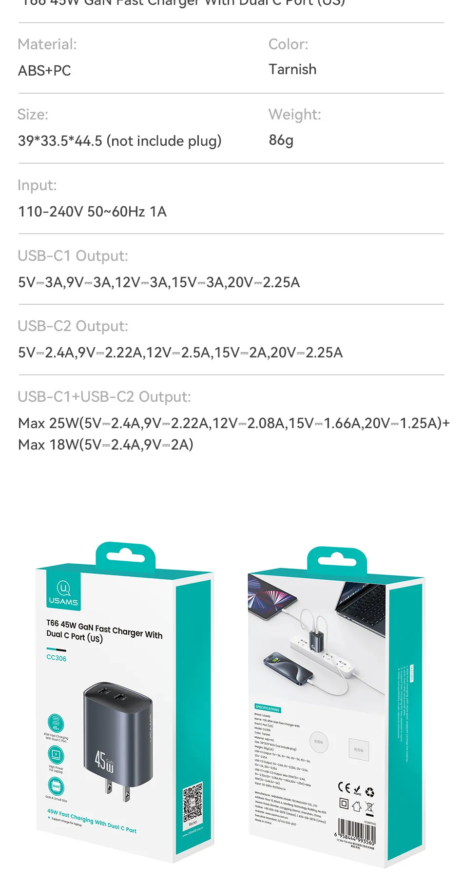 Hộp sản phẩm USAMS CC306 - chính hãng, đóng gói đầy đủ, sang trọng