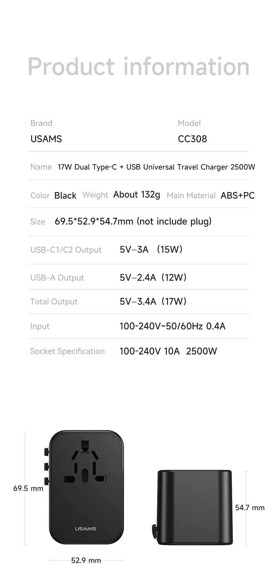 Khả năng tương thích sạc của USAMS CC308 với iPhone, Android, phụ kiện