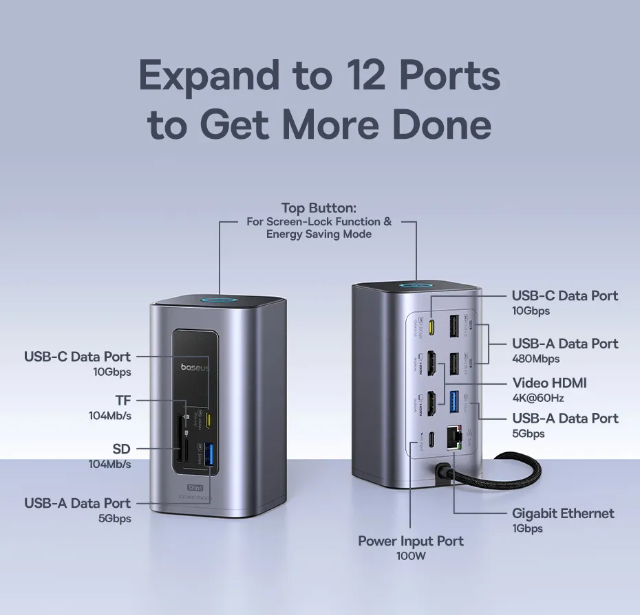Hub chuyển đổi USB-C hỗ trợ xuất 2 màn hình 4K@60Hz