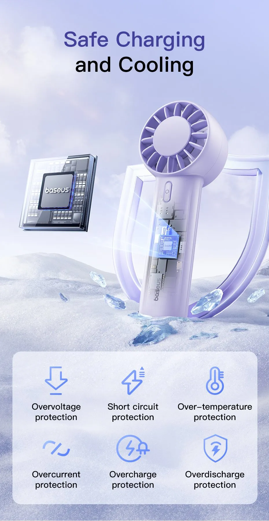 Cổng sạc Type-C trên Quạt Cầm Tay Baseus GoTrip DT1 Mini