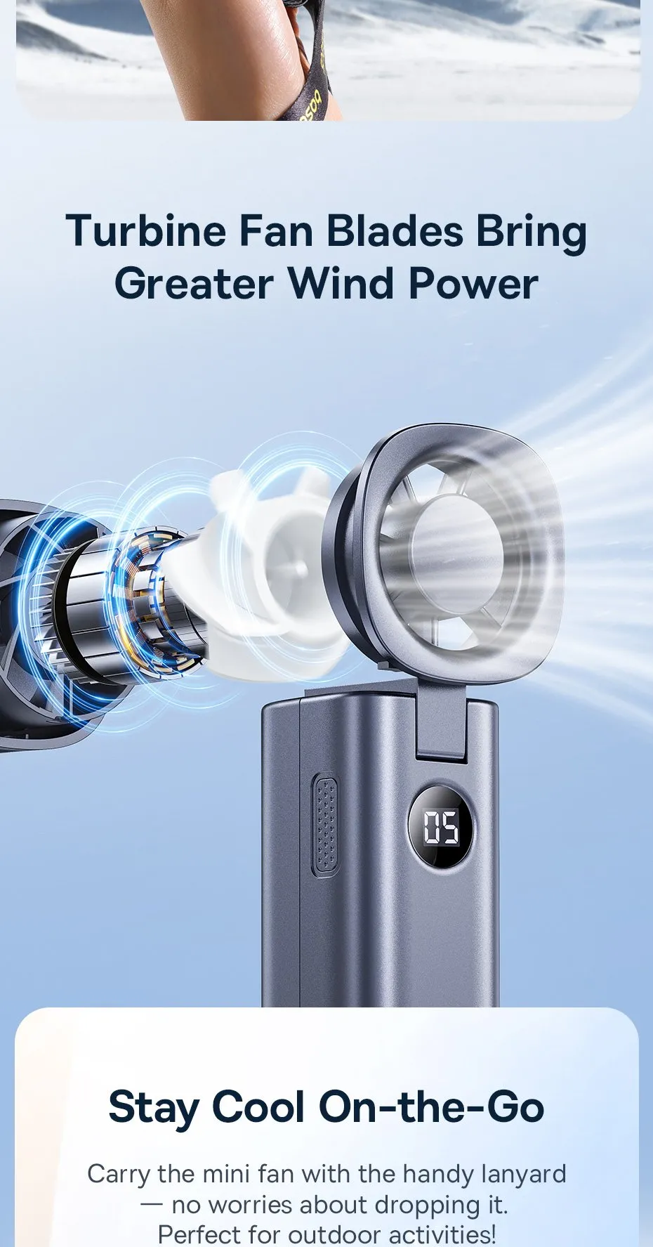 Quạt cầm tay mini Baseus GoTrip DT1 sử dụng như quạt để bàn