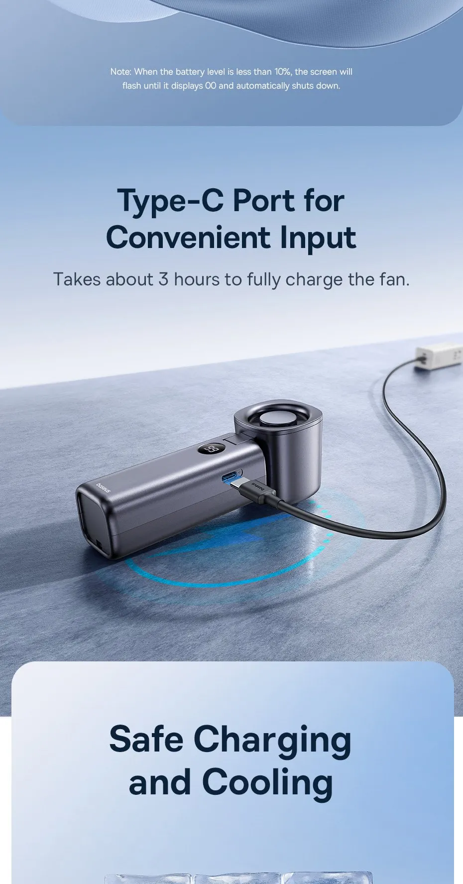 Quạt cầm tay mini Baseus GoTrip DT1 màu trắng thanh lịch
