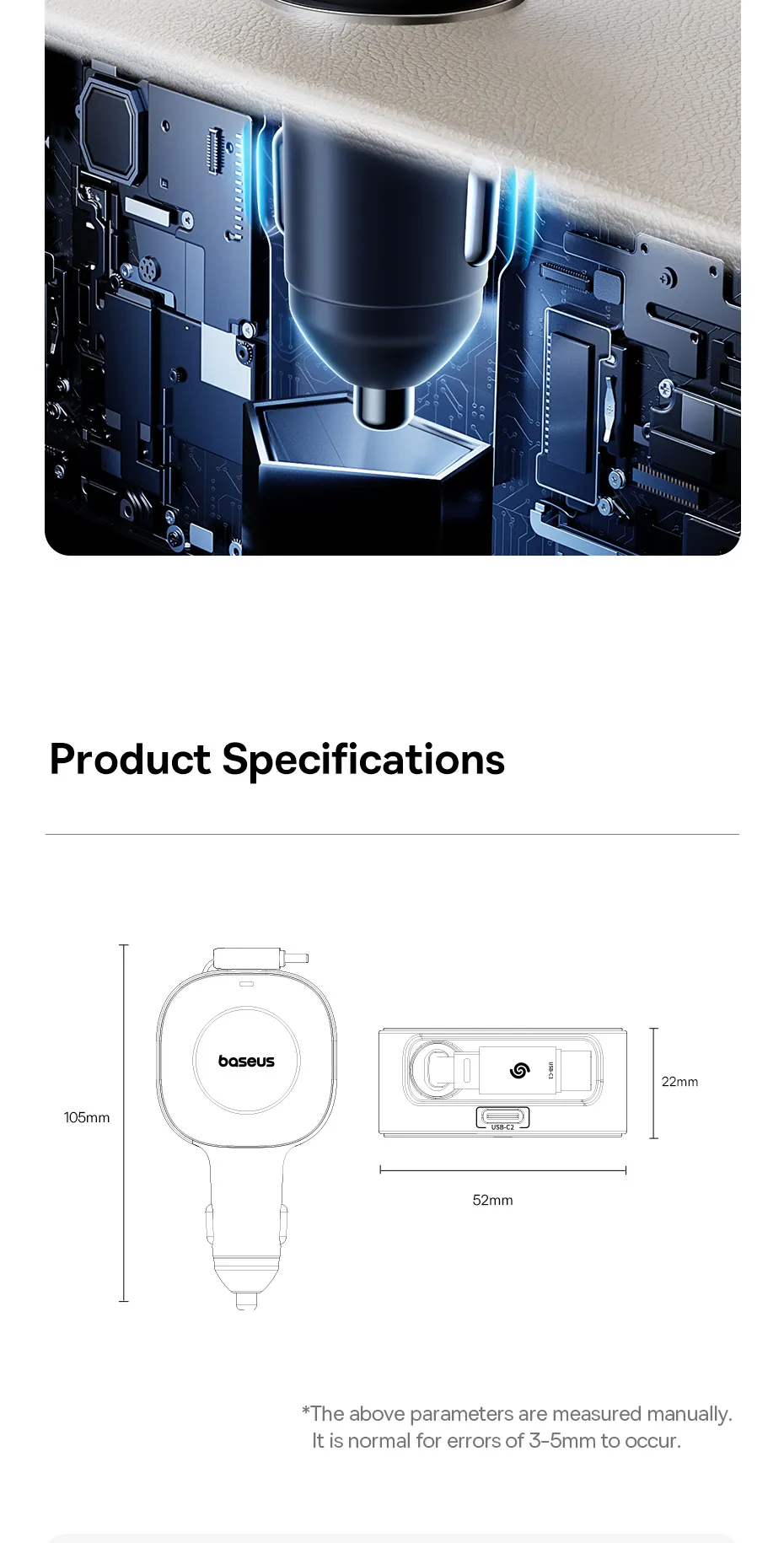 Cấu tạo và vật liệu cao cấp của tẩu sạc Baseus PrimeTrip VR2 30W