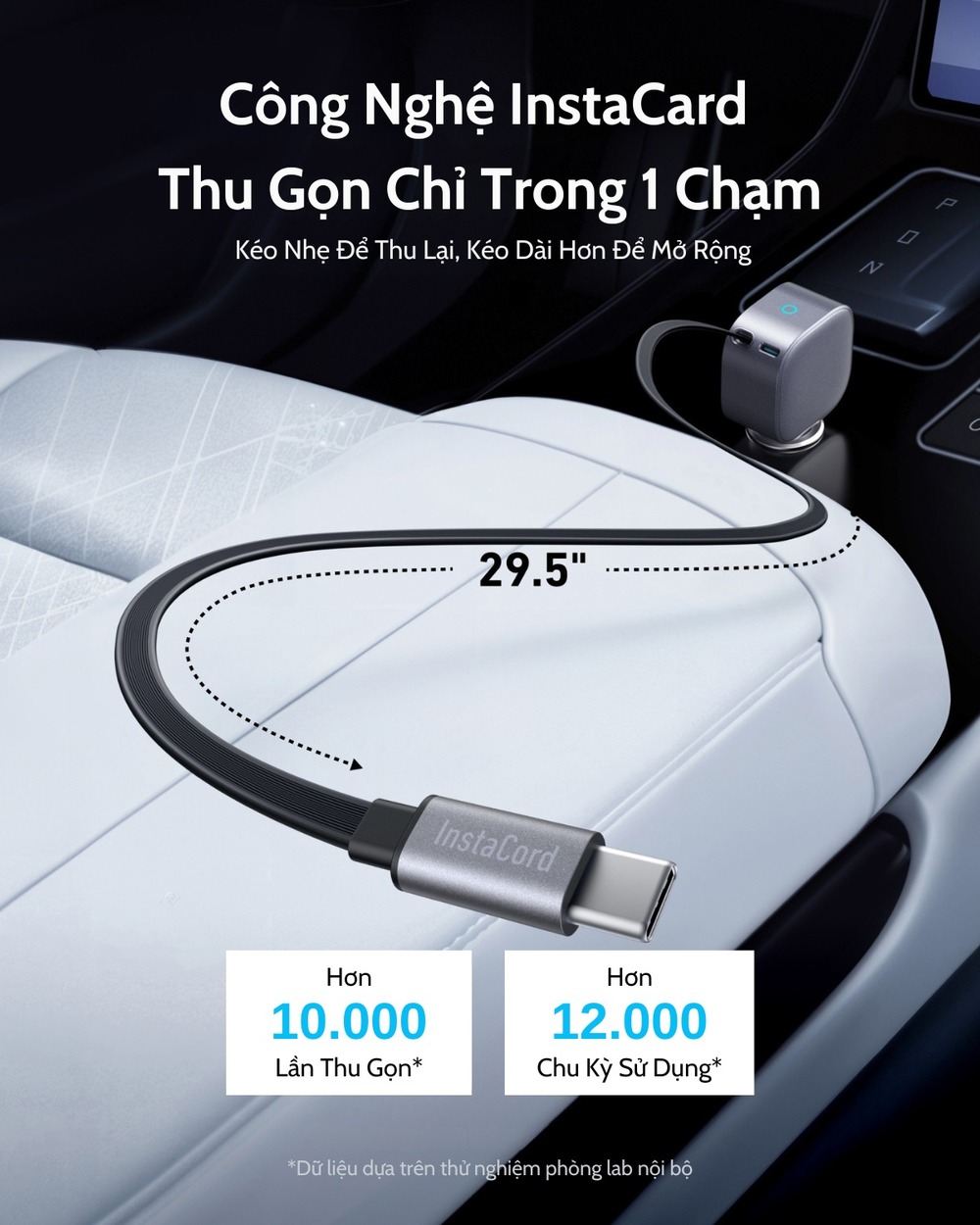 Tẩu sạc ô tô ANKER A2738 75W với cáp sạc Type-C tích hợp tiện lợi