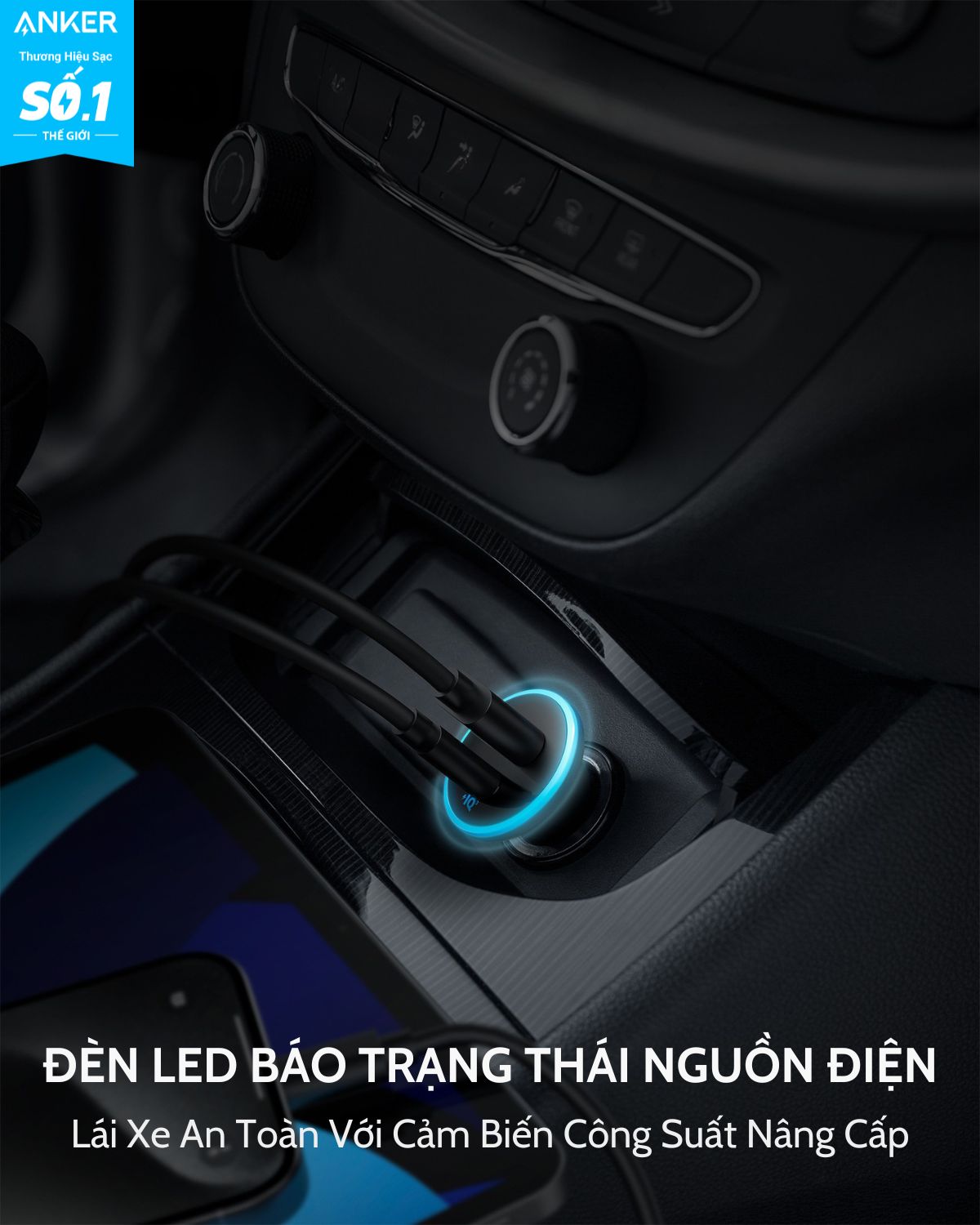 Tẩu sạc ANKER A2735 thiết kế nhỏ gọn tương thích với nhiều dòng xe