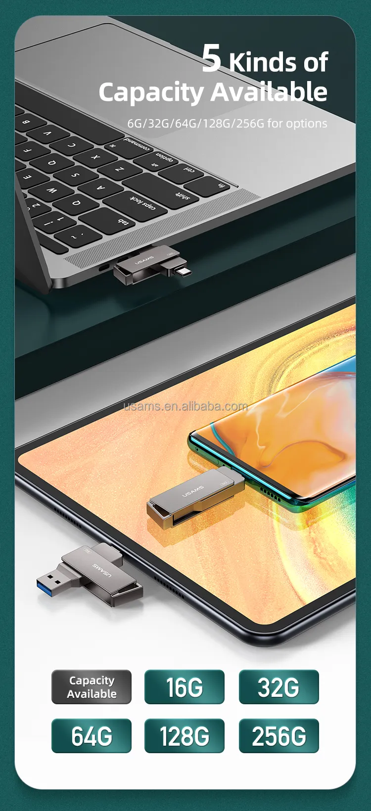 USB USAMS ZB199 cắm vào cổng Type-C của điện thoại