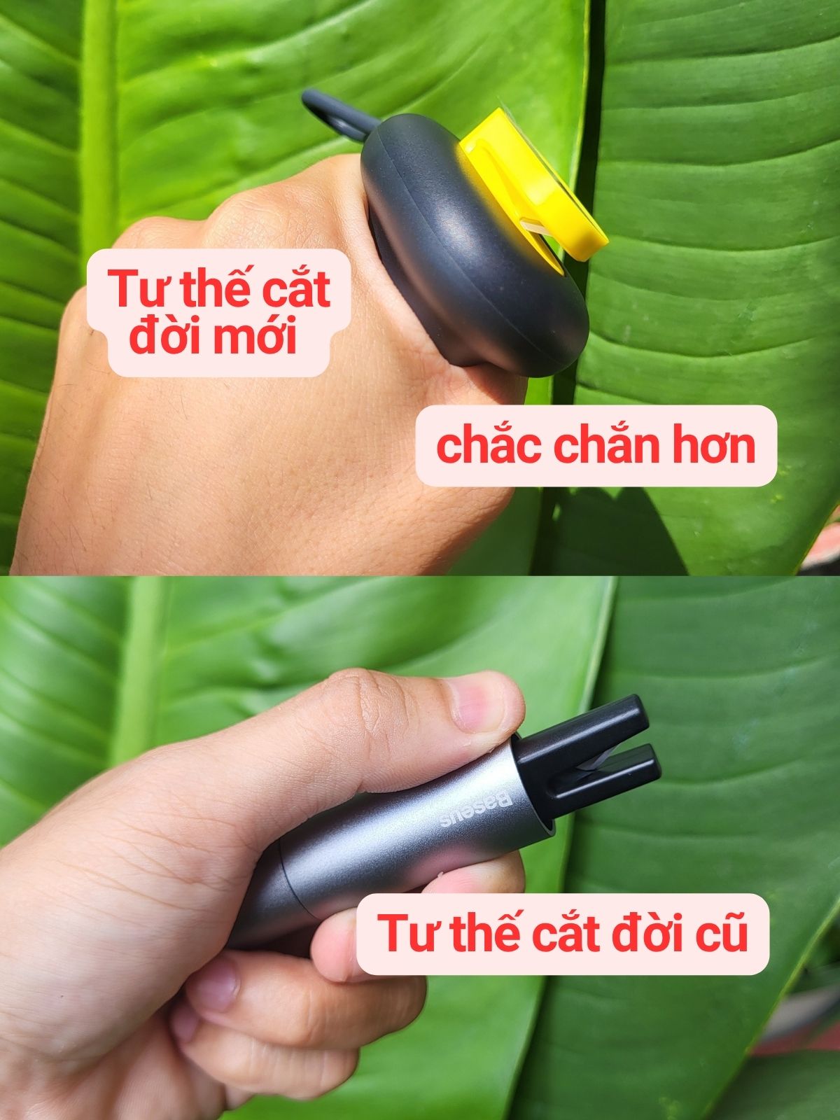 Cận cảnh đầu phá kính của búa thoát hiểm Baseus - lưỡi thép sắc bén, hoạt động nhanh chóng