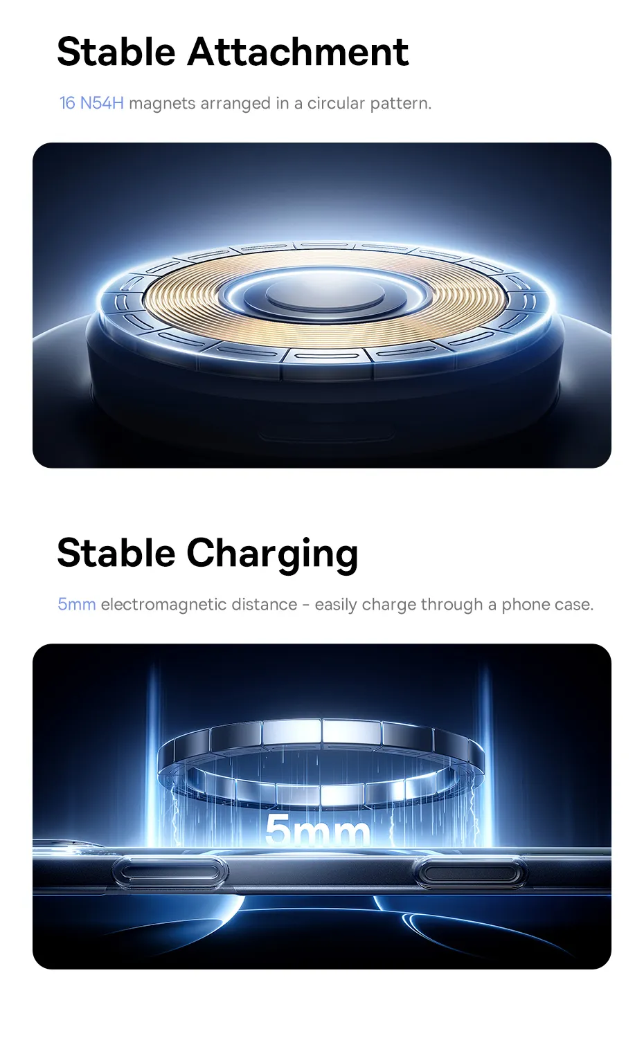 Thiết kế gập 90 độ linh hoạt của đế sạc không dây