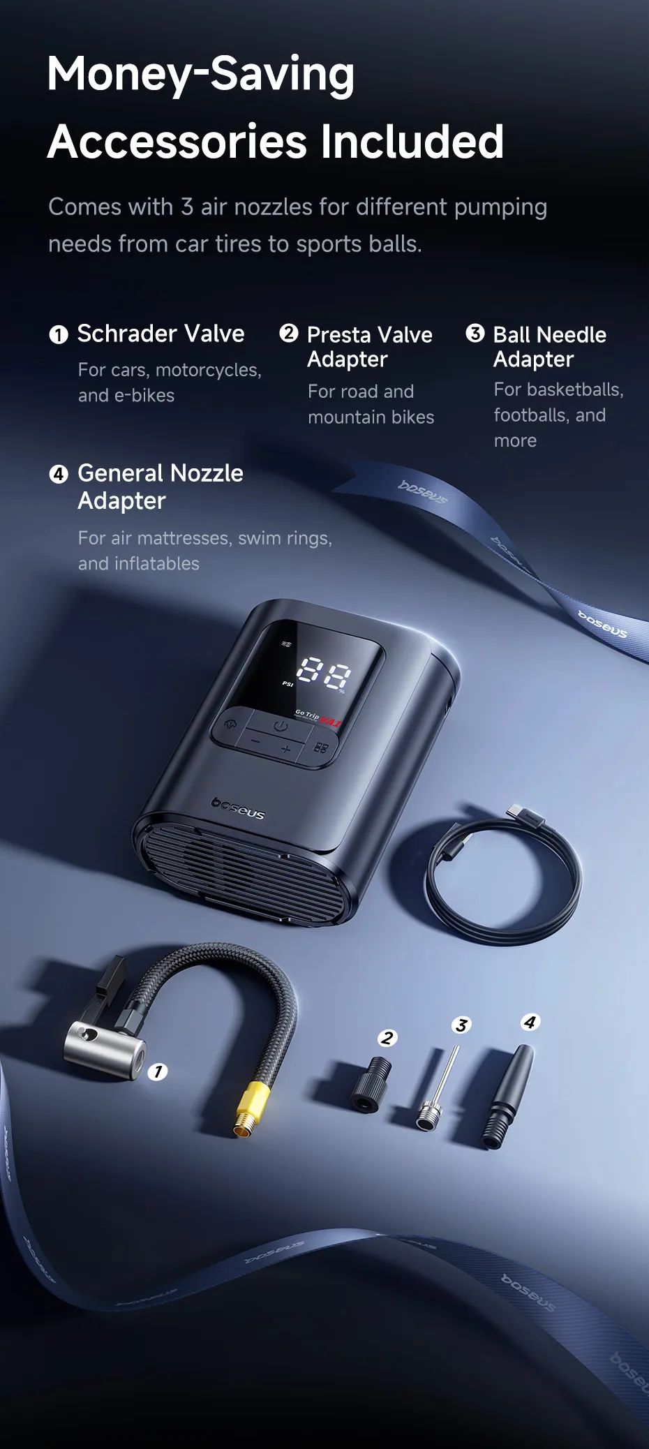 Máy Bơm Lốp Ô Tô Baseus GoTrip VA1 - Ảnh chi tiết 27