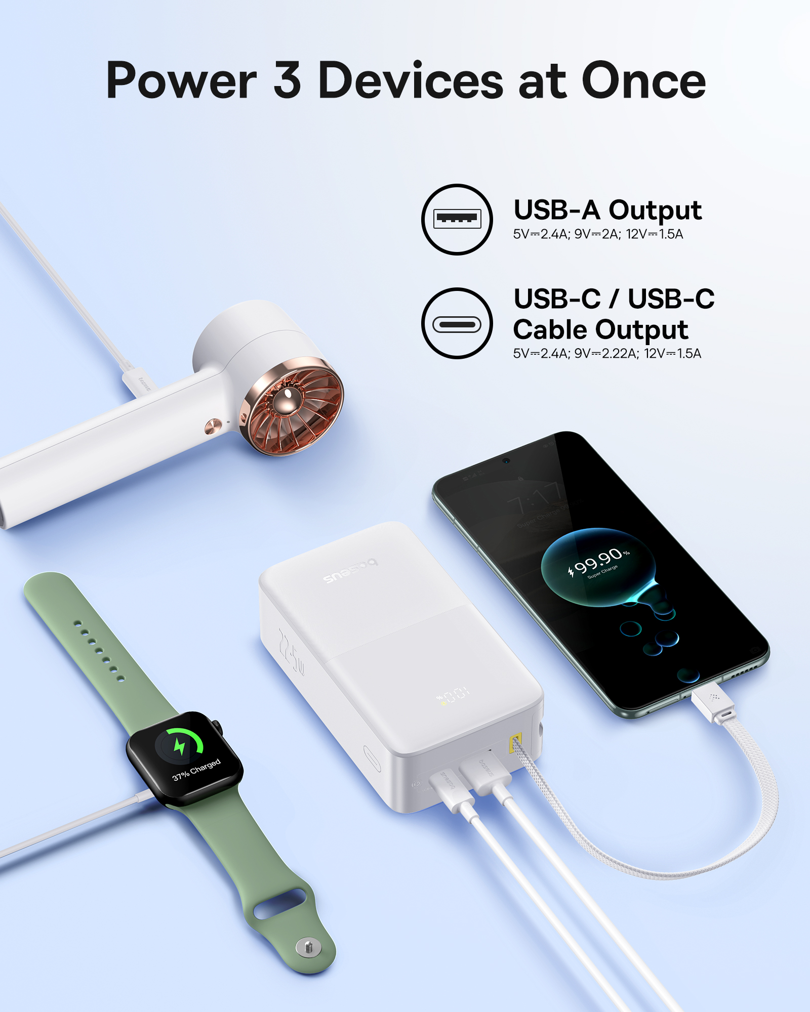 Thiết kế tổng quan của pin sạc dự phòng Baseus Bipow 2 Pro 22.5W