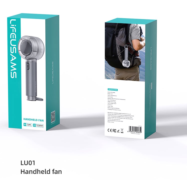 Trọn bộ sản phẩm quạt cầm tay USAMS LU01 chính hãng