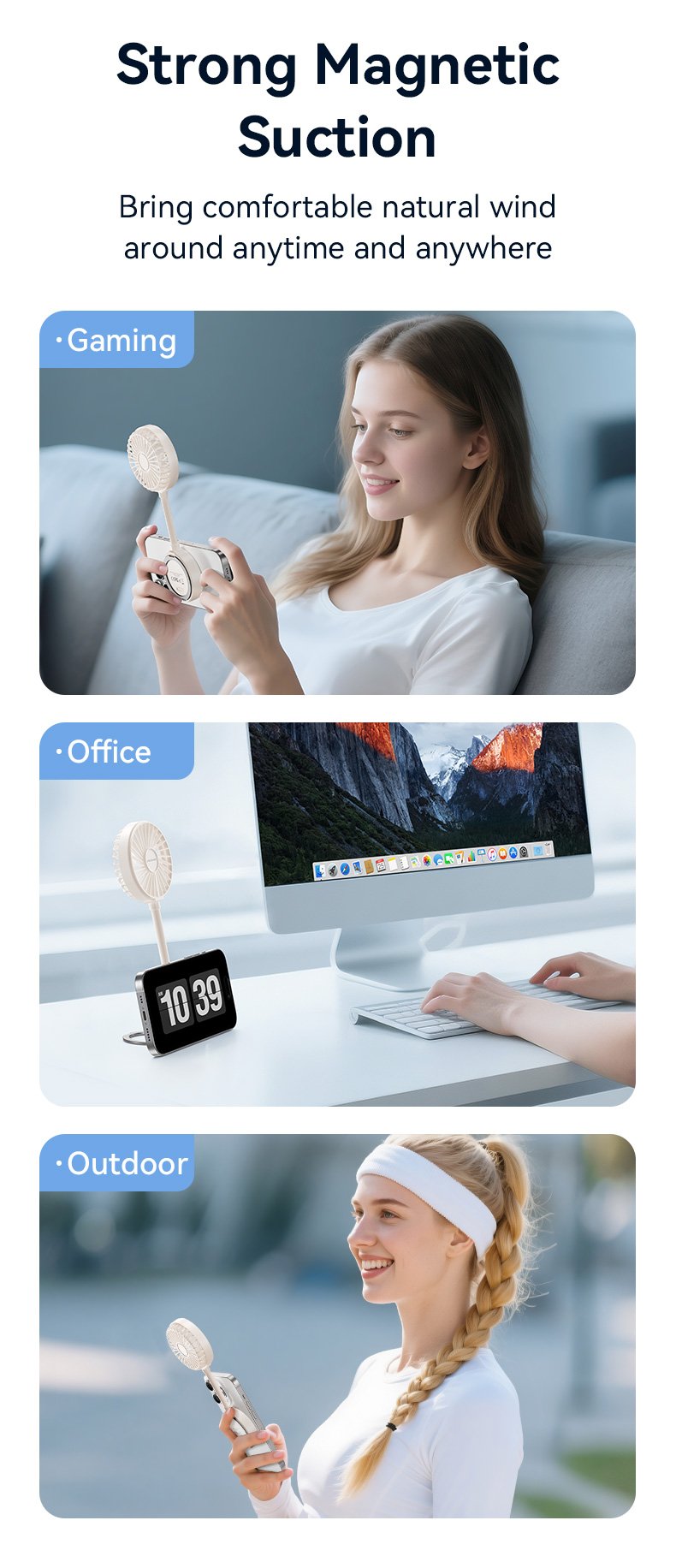 Quạt cầm tay USAMS LU02 - Ba cấp độ gió mạnh mẽ