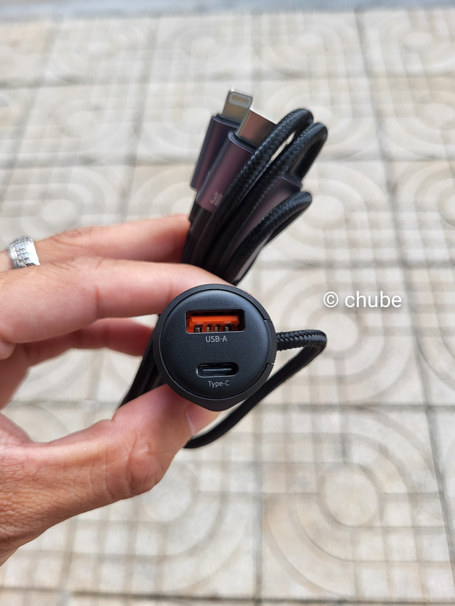 Tẩu sạc ô tô kèm cáp 2in1 USAMS CC287 66W - Hình 1