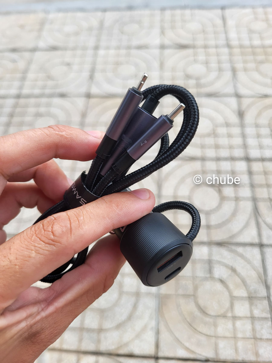Tẩu sạc ô tô kèm cáp 2in1 USAMS CC287 66W - Hình 2