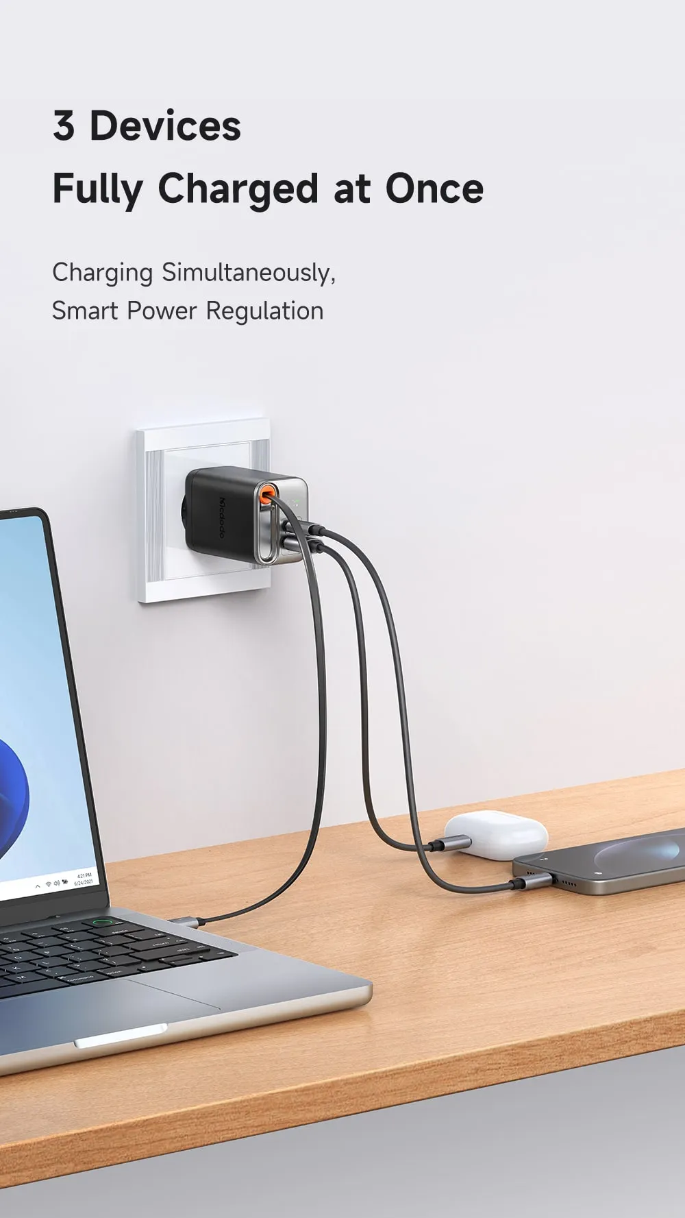 Mô tả công nghệ sạc thông minh được tích hợp trong Mcdodo FreeGo