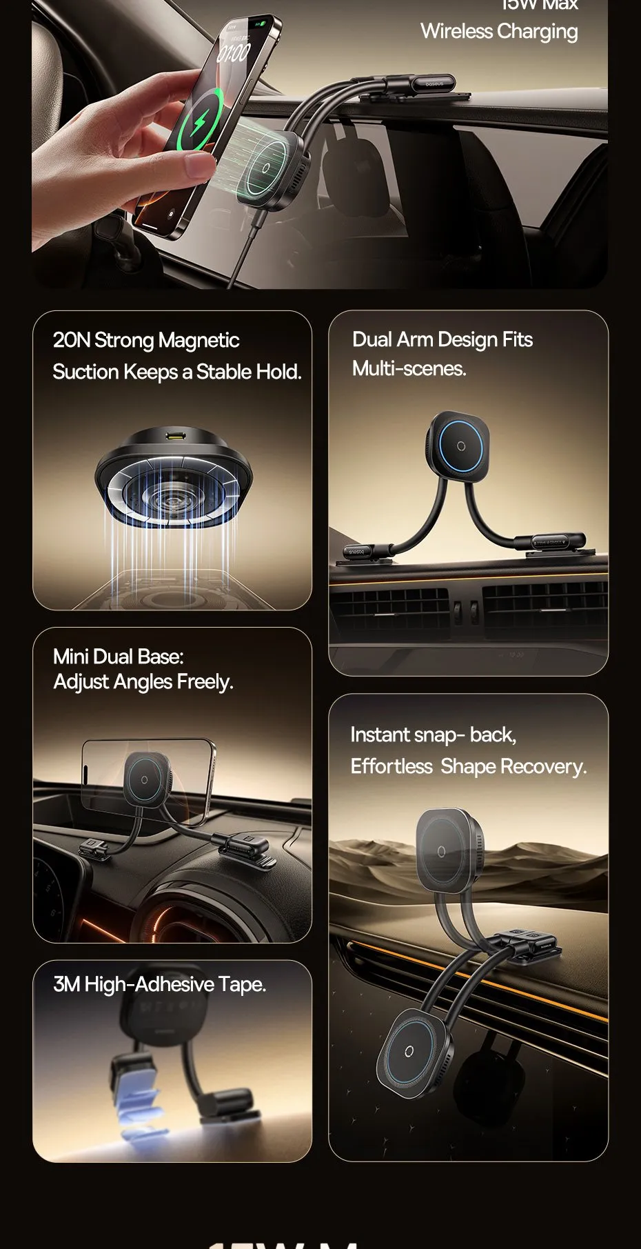 Đế sạc Baseus PrimeTrip C03s Pro với mặt trên có vòng từ tính MagSafe