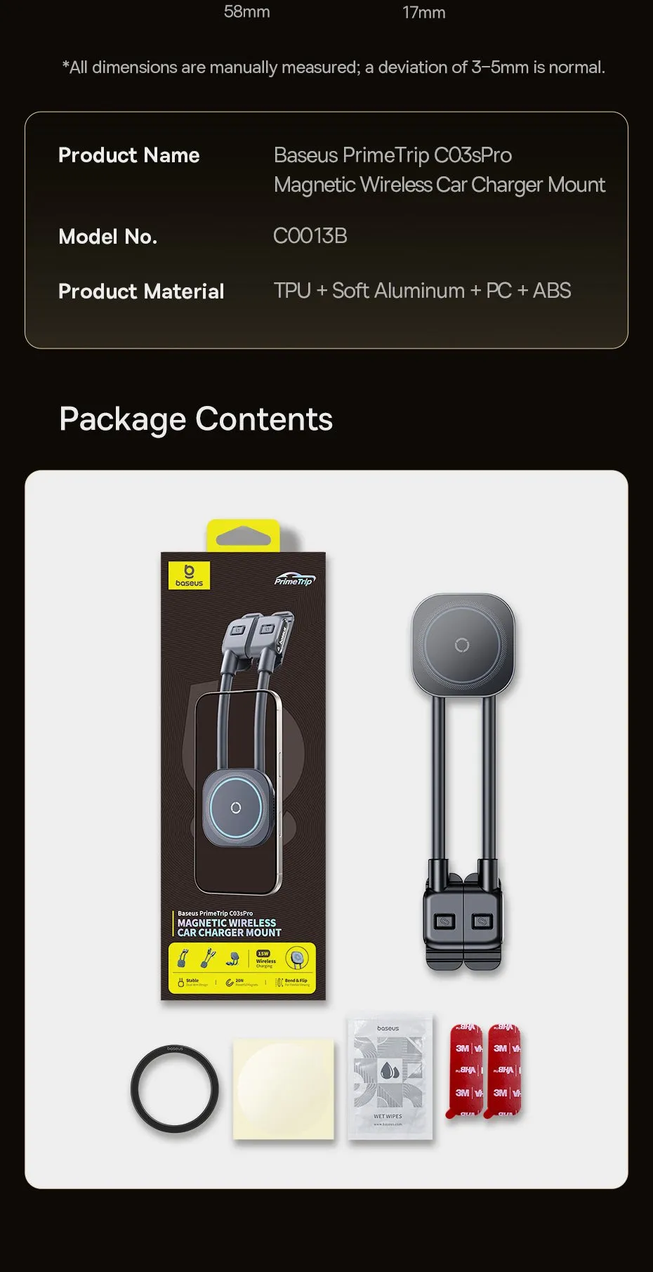 Trọn bộ sản phẩm đế sạc không dây từ tính Baseus PrimeTrip C03s Pro