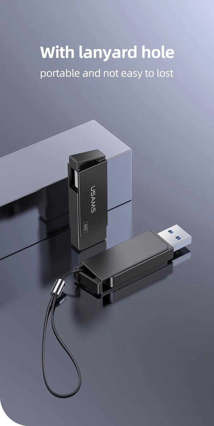 USB USAMS ZB195 32G với thiết kế hợp kim kẽm màu xám