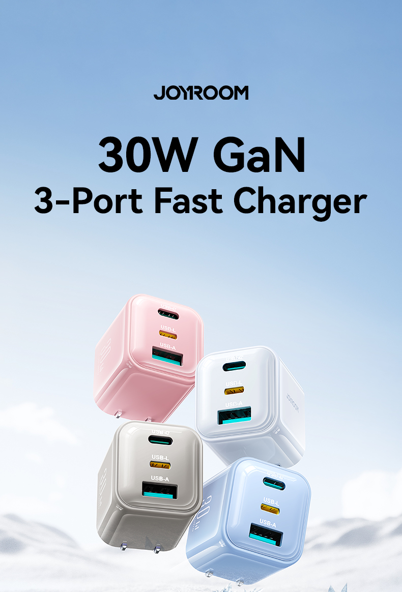 Củ sạc nhanh 30W Joyroom TGC14 với 3 cổng sạc đa năng