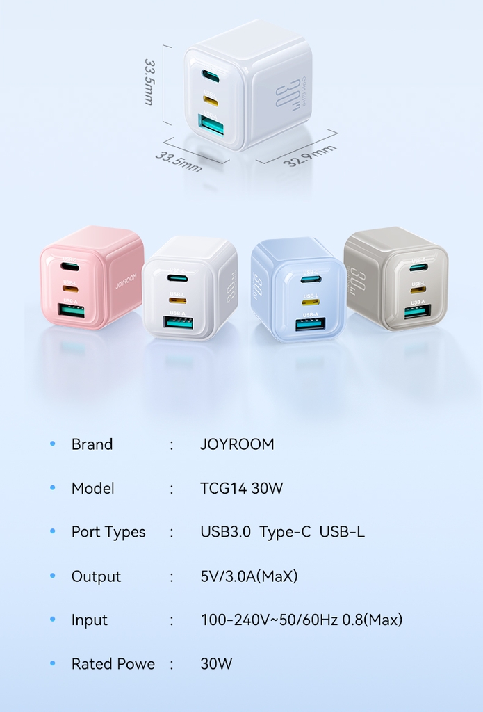 Củ sạc 3 cổng Lightning Type-C USB-A Joyroom TGC14