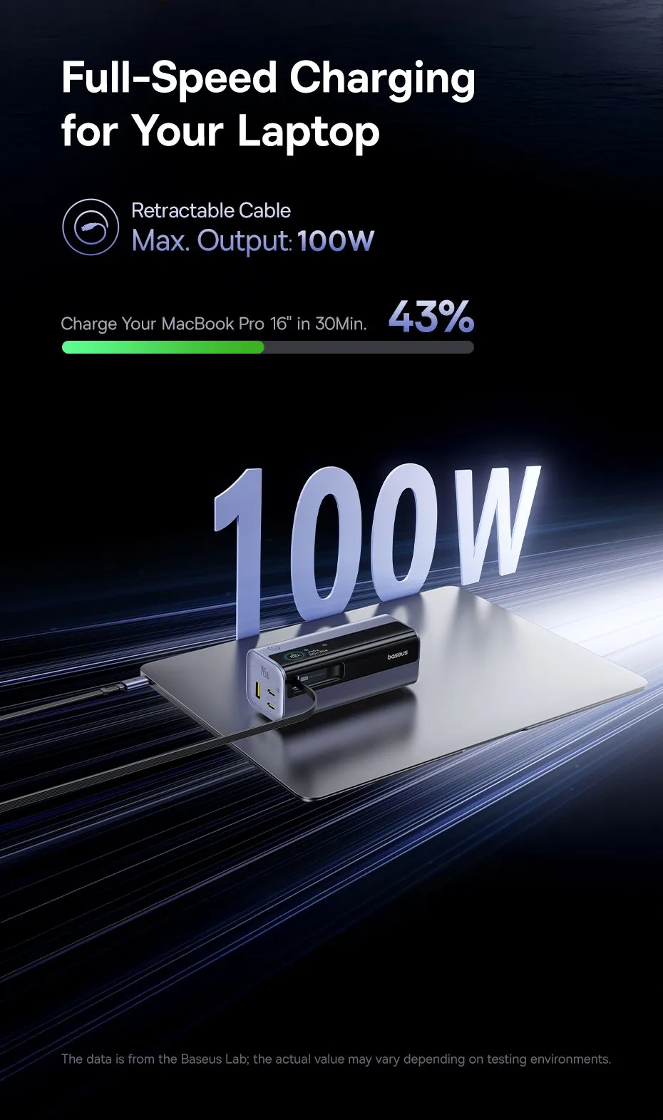 Sạc dự phòng cho laptop Baseus EnerGeek GR11 hỗ trợ sạc nhanh 100W