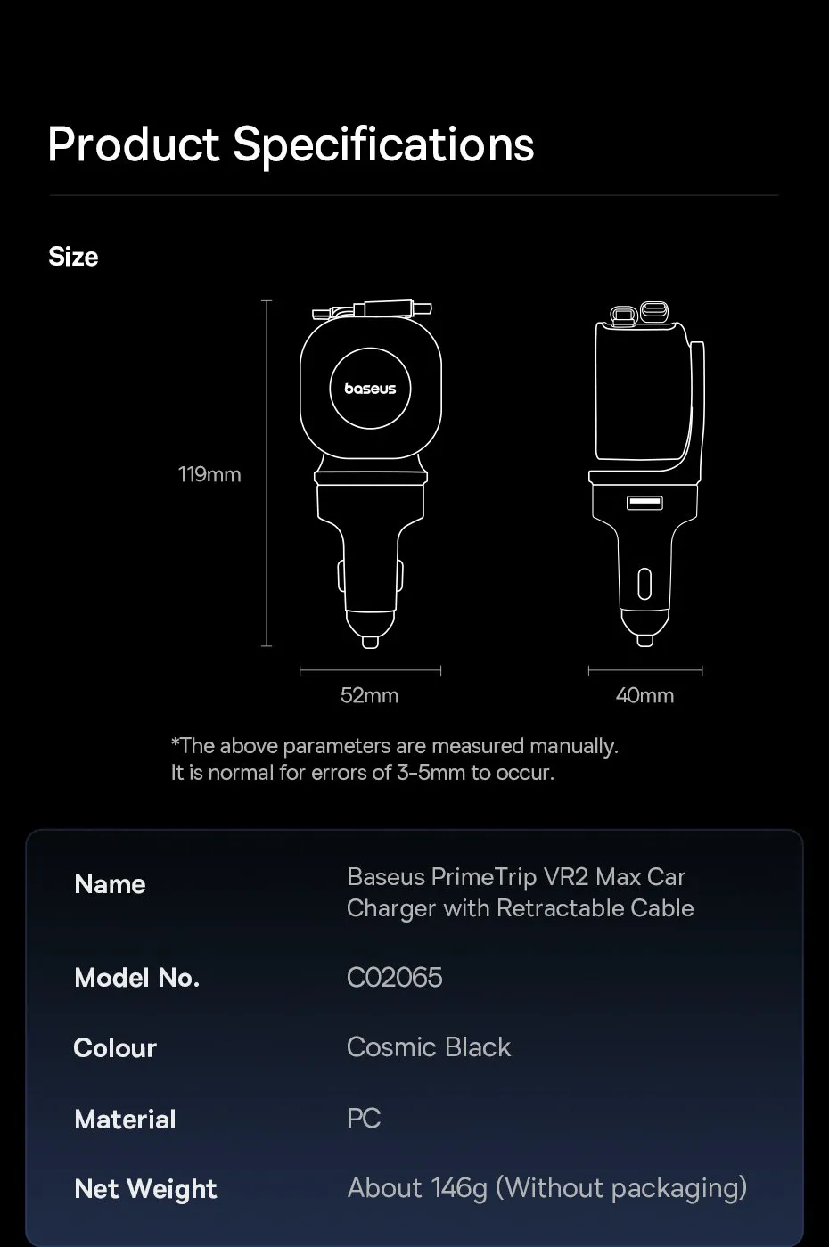 Chi tiết thông số kỹ thuật in trên thân tẩu sạc