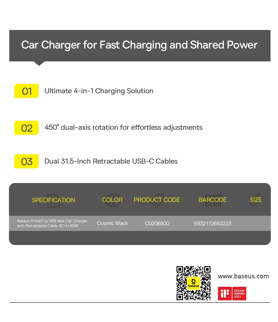 Phiên bản màu đen sang trọng của tẩu sạc ô tô Baseus