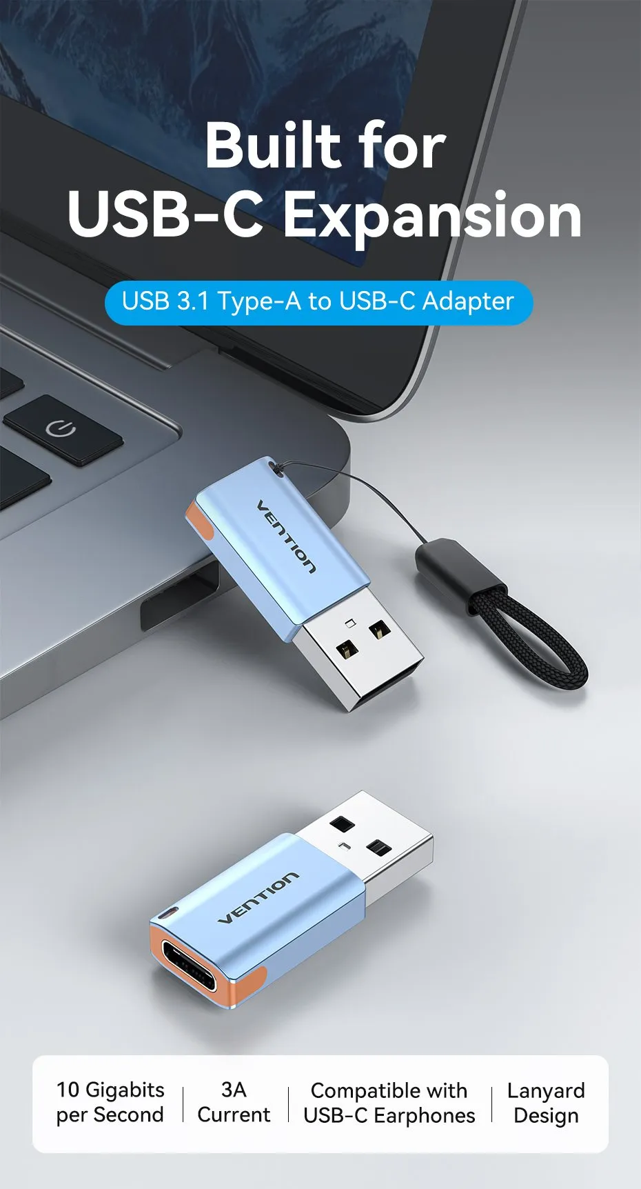 Tổng quan adapter OTG USB-A 3.1 sang USB-C VENTION CUAH0