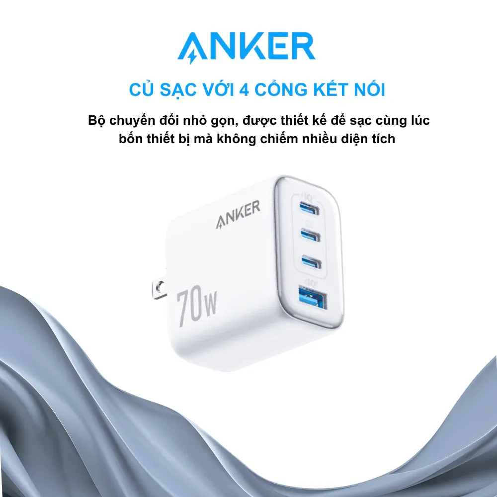 Củ sạc nhanh ANKER A121C 70W 3C1U tổng quan
