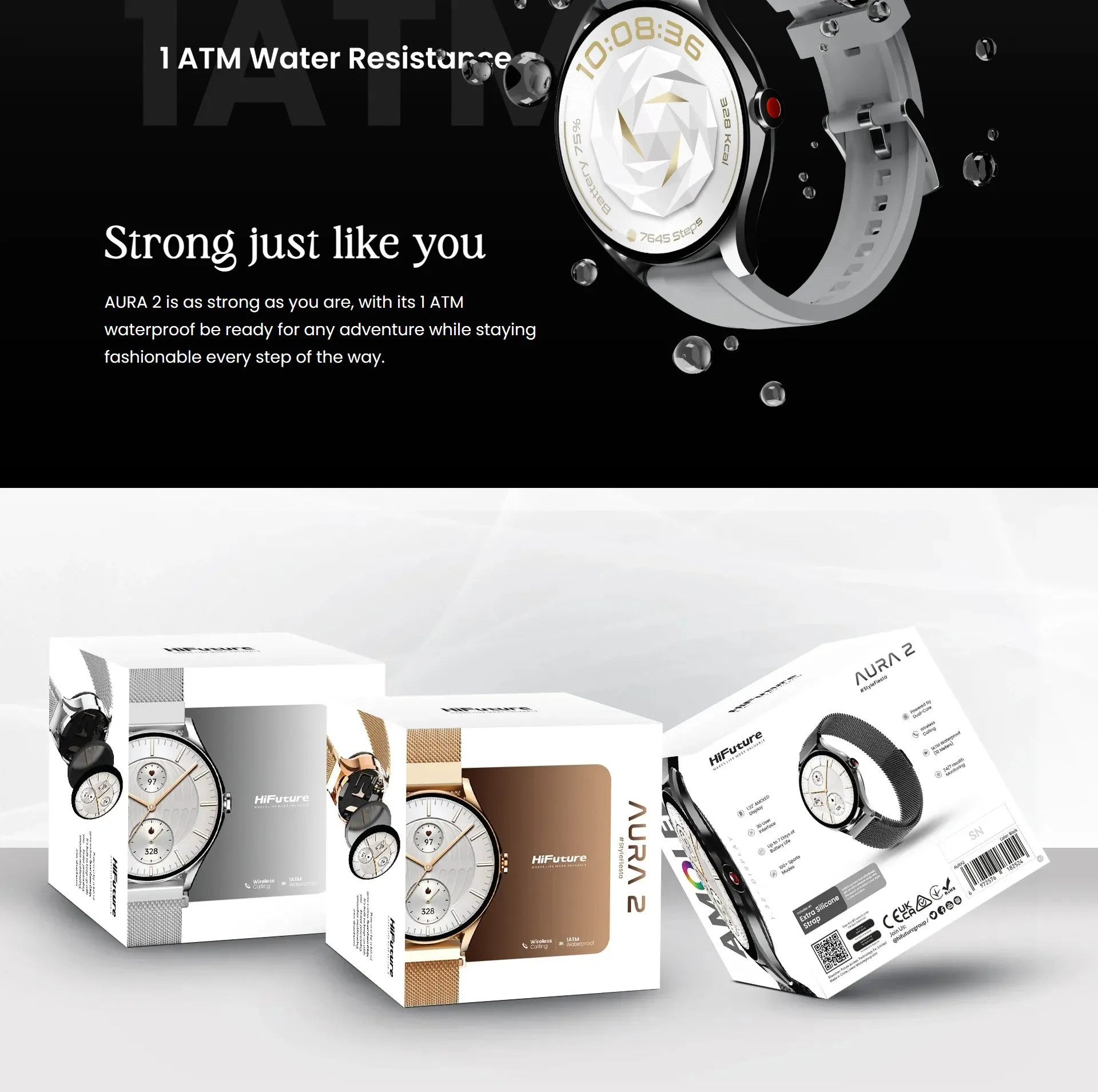 Phụ kiện đi kèm bên trong hộp đồng hồ HiFuture AURA2