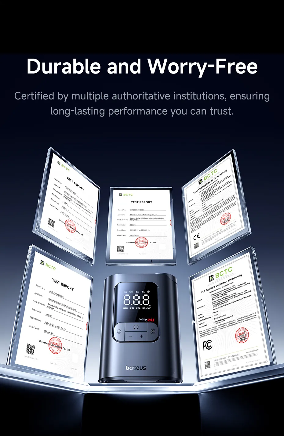 Máy bơm lốp ô tô không dây Baseus GoTrip VA1 Max thiết kế nhỏ gọn